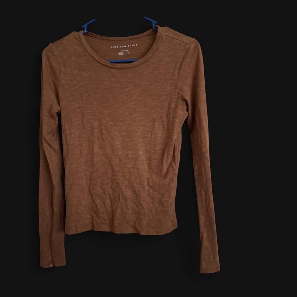 American-eagle Women's Brown and Orange Shirt
